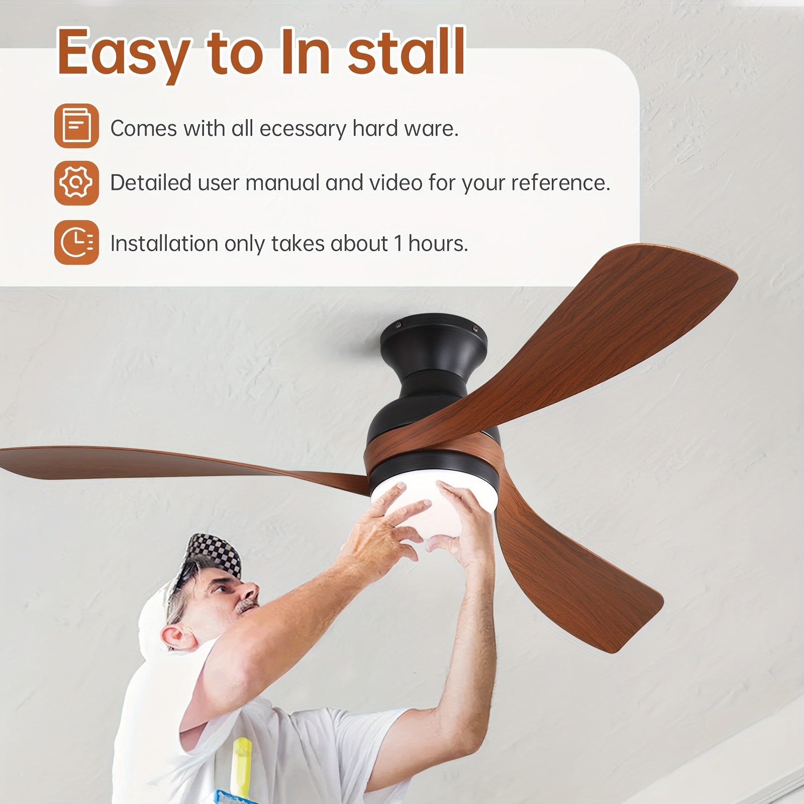 Sofucor 52-Inch 3 Bladed Ceiling Fan with Light And Remote, New Arrival, 5000 CFM, Smart Ceiling Fan with Lights, 6 Wind Speed, 3000K\u002F4000K\u002F6000K Adjustable, DC Motor, Ideal for Bedroom, Living Room, Kitchen etc