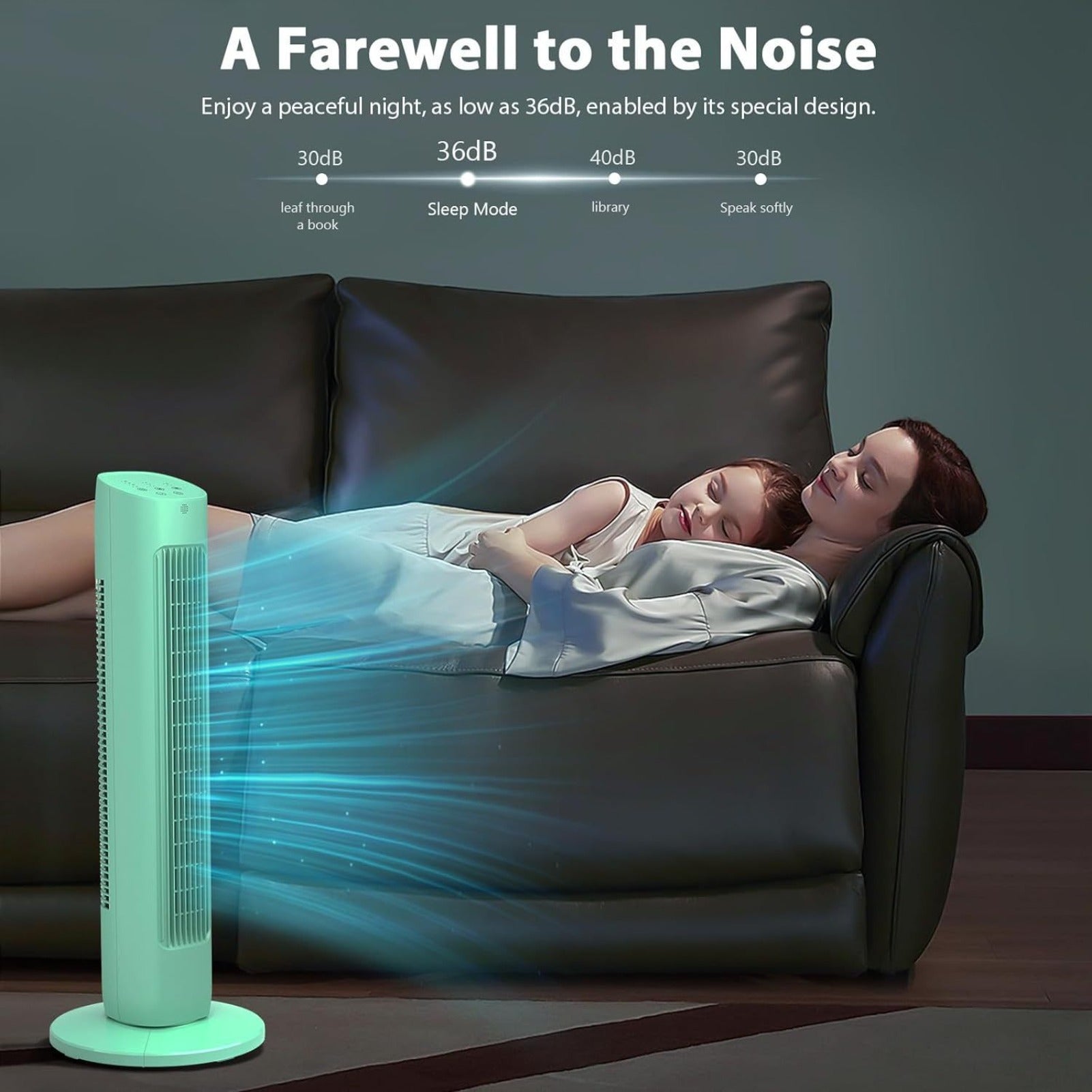 36-Inch Tower Fan Featuring an LED Display, Three Speed Options, a 15-Hour Timer, And Three Wind Modes Suitable for Bedrooms And Home Offices
