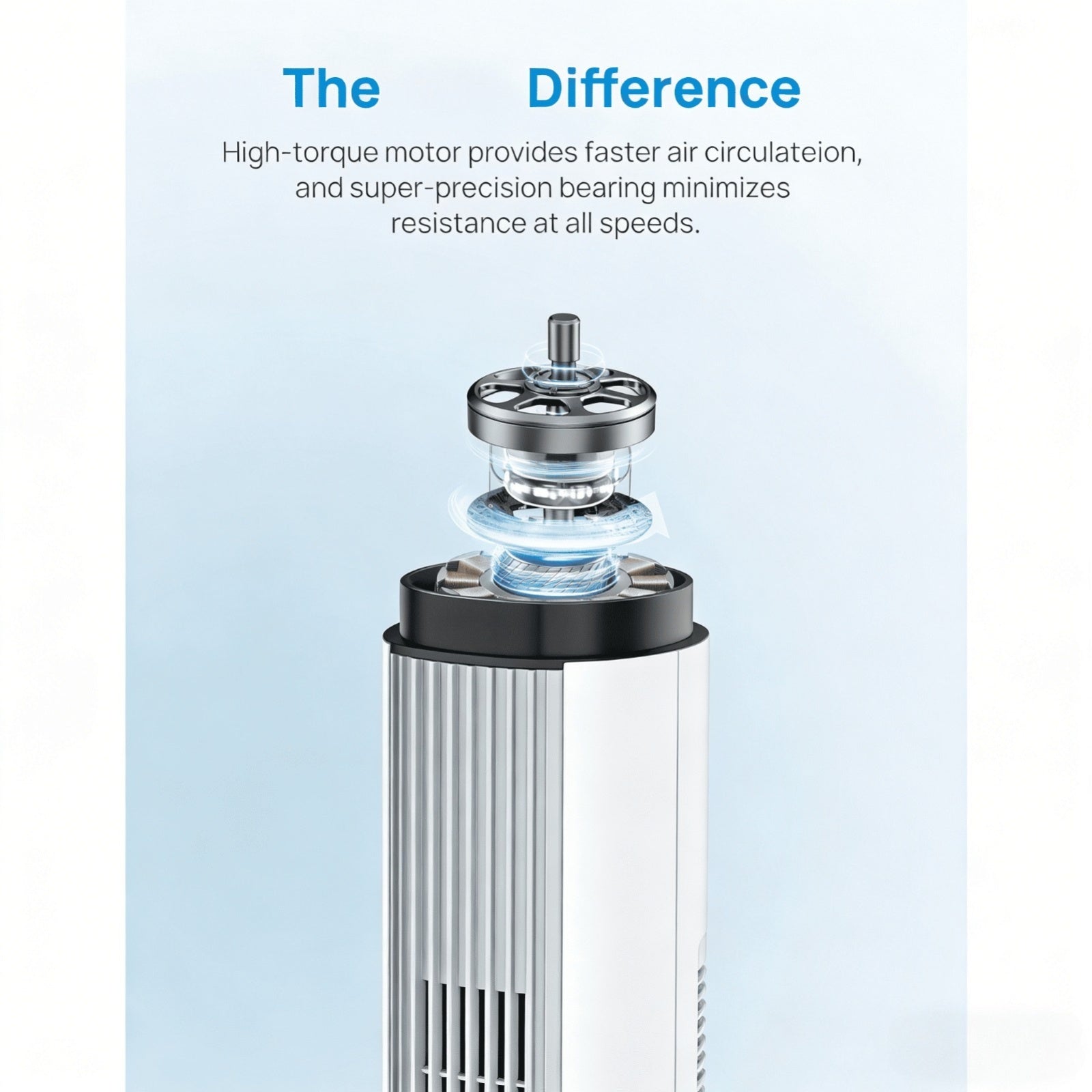 36-Inch Tower Fan Featuring an LED Display, Six Wind Speeds, Four Modes, a 12-Hour Timer, And 80° Oscillation. It Has a 50W Motor That Produces Strong Winds at 7M\u002FS with Low Noise Levels of 39Db, And Is Detachable And Washable