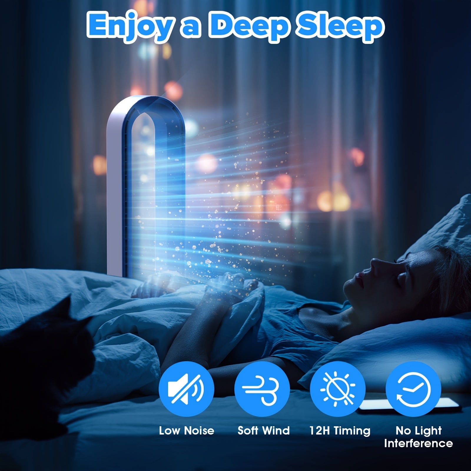 ADVWIN 39'' Bladeless Tower Fan Featuring Remote Control, Indoor Air Circulator Cooling Fan, 24 Speed Options, 12-Hour Timer, Silent Oscillating Fan Ideal for Home Bedrooms