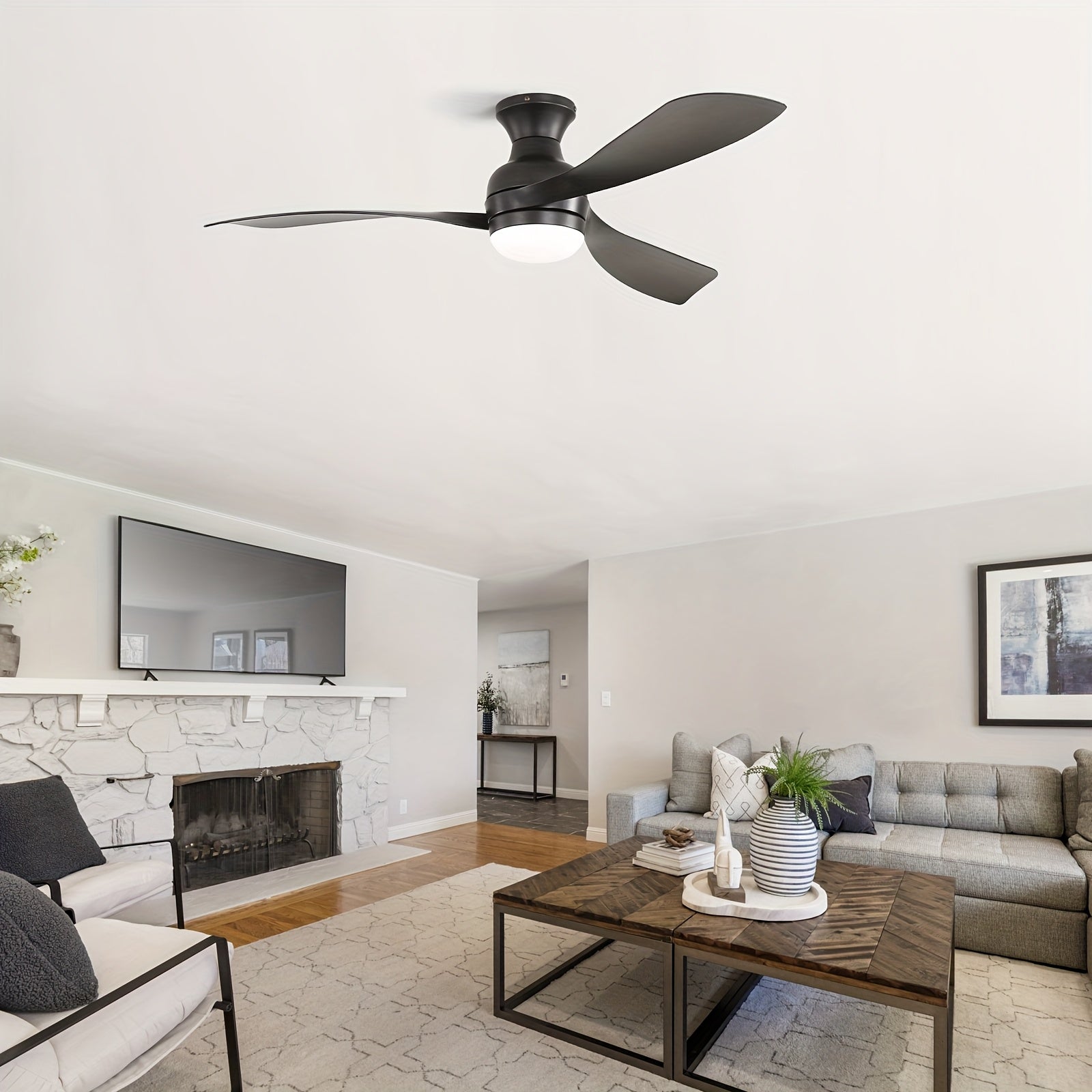 Sofucor 52-Inch 3 Bladed Ceiling Fan with Light And Remote, New Arrival, 5000 CFM, Smart Ceiling Fan with Lights, 6 Wind Speed, 3000K\u002F4000K\u002F6000K Adjustable, DC Motor, Ideal for Bedroom, Living Room, Kitchen etc