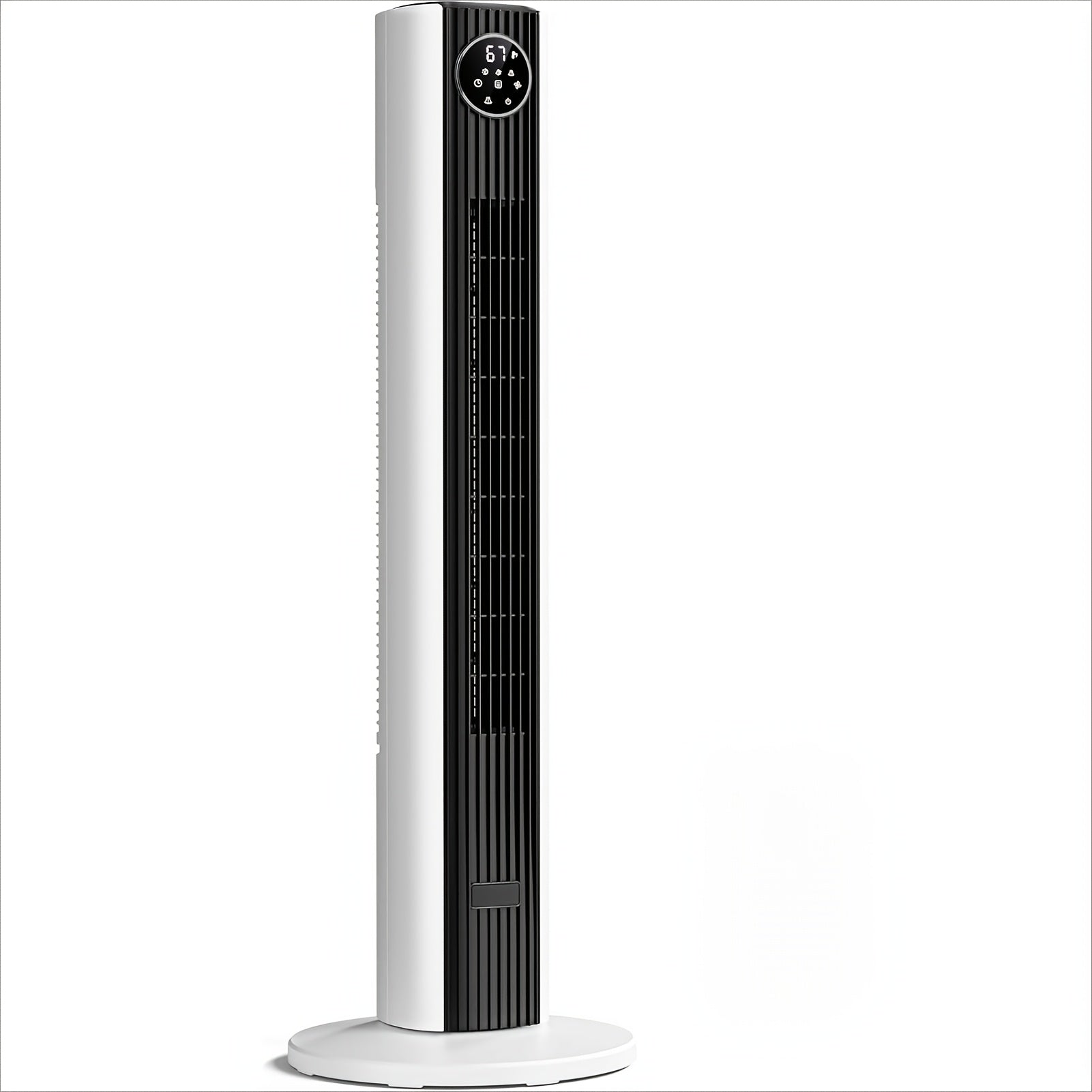 35-inch Tower Fan Portable Electric 85° Oscillating Fan Quiet Cooling Standing Bladeless Floor Fans 3 Speeds Wind Modes 12h Timer Bedroom Office, Black with White