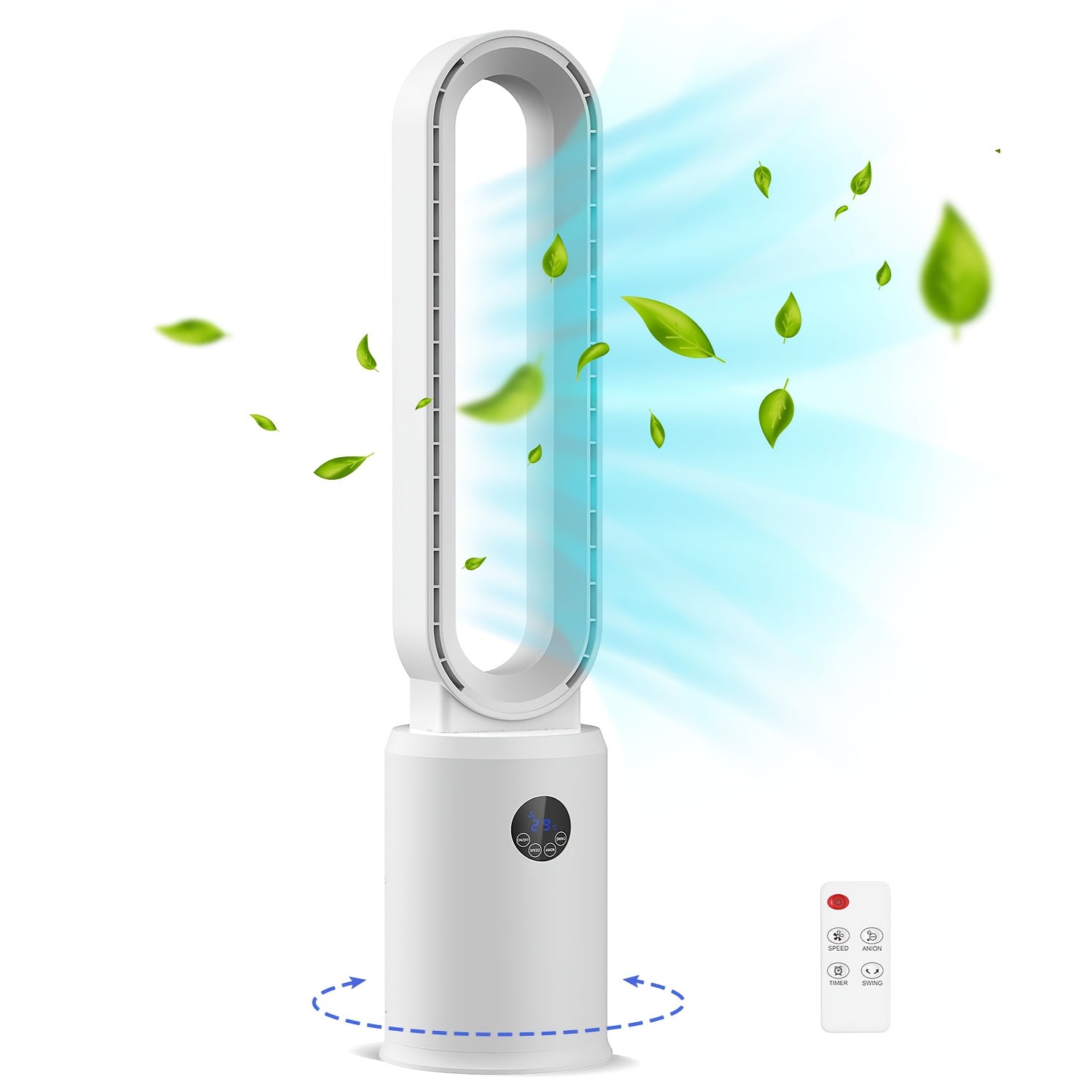 ADVWIN 39'' Bladeless Tower Fan Featuring Remote Control, Indoor Air Circulator Cooling Fan, 24 Speed Options, 12-Hour Timer, Silent Oscillating Fan Ideal for Home Bedrooms