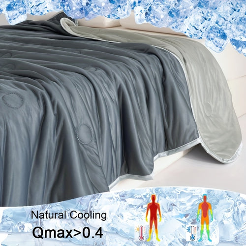 1 Queen Size Double-Sided Cooling Blanket - Lightweight & Breathable Summer Bedding for Hot Sleepers, 100% Polyester, Machine Washable, Contemporary Style, All-Season Use, Perfect for Beds and Sofas, Blanket for Bed