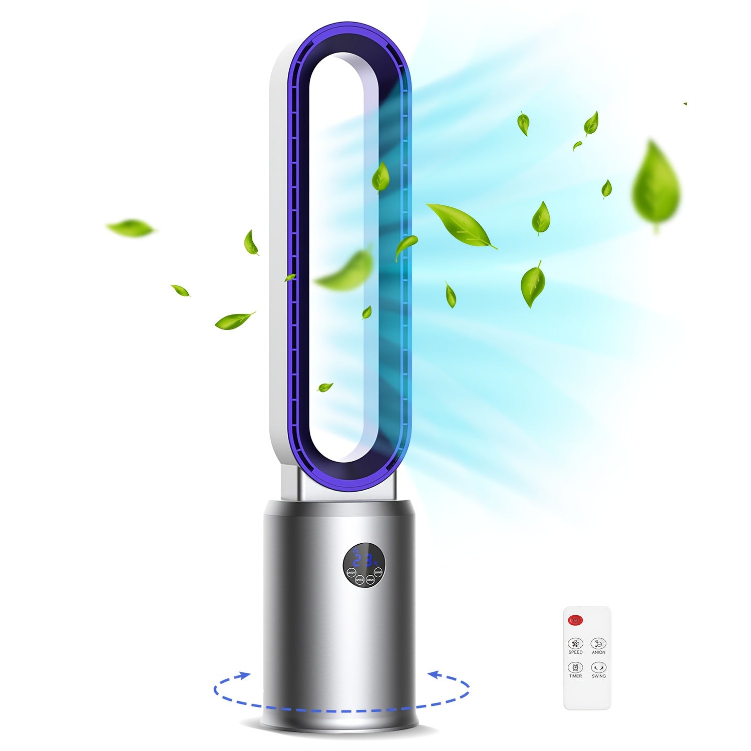 ADVWIN 39'' Bladeless Tower Fan Featuring Remote Control, Indoor Air Circulator Cooling Fan, 24 Speed Options, 12-Hour Timer, Silent Oscillating Fan Ideal for Home Bedrooms