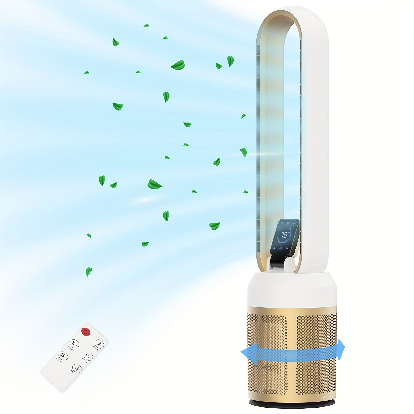 ADVWIN 39'' Bladeless Tower Fan Featuring Remote Control, Indoor Air Circulator Cooling Fan, 24 Speed Options, 12-Hour Timer, Silent Oscillating Fan Ideal for Home Bedrooms