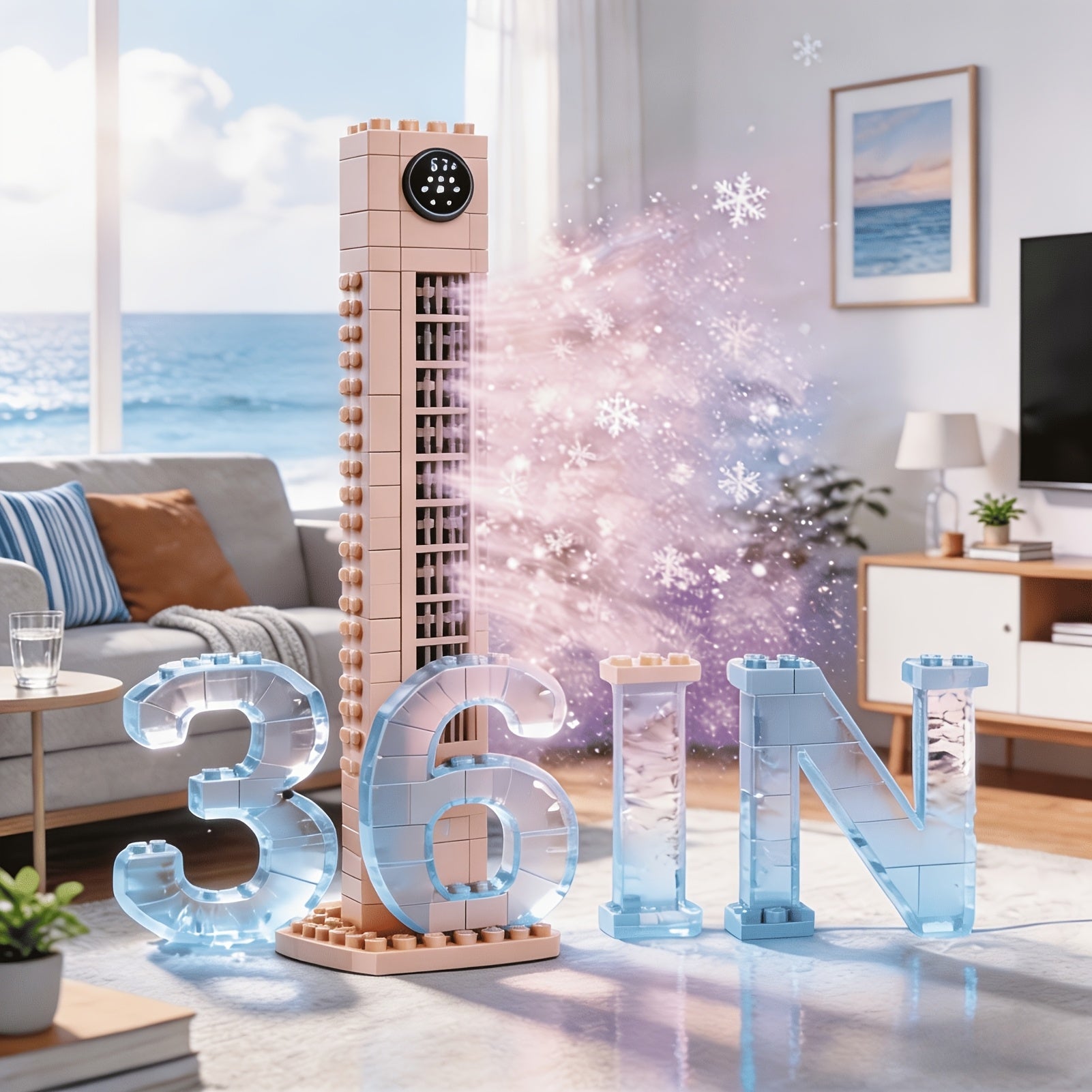 35-inch Tower Fan Portable Electric 85° Oscillating Fan Quiet Cooling Standing Bladeless Floor Fans 3 Speeds Wind Modes 12h Timer Bedroom Office, Black with White